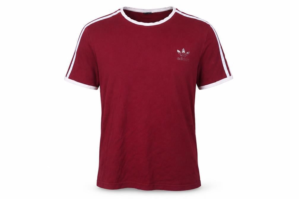 adidas Men's Red Crew Neck Logo T-Shirt Size M