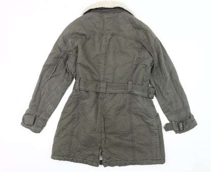 Back view of Maine New England Women's Grey Parka Coat, size 14