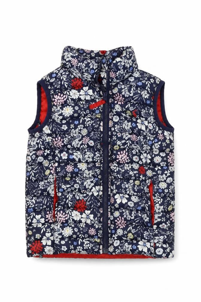 Joules Girls Floral Bodywarmer Padded Jacket Size Multicoloured