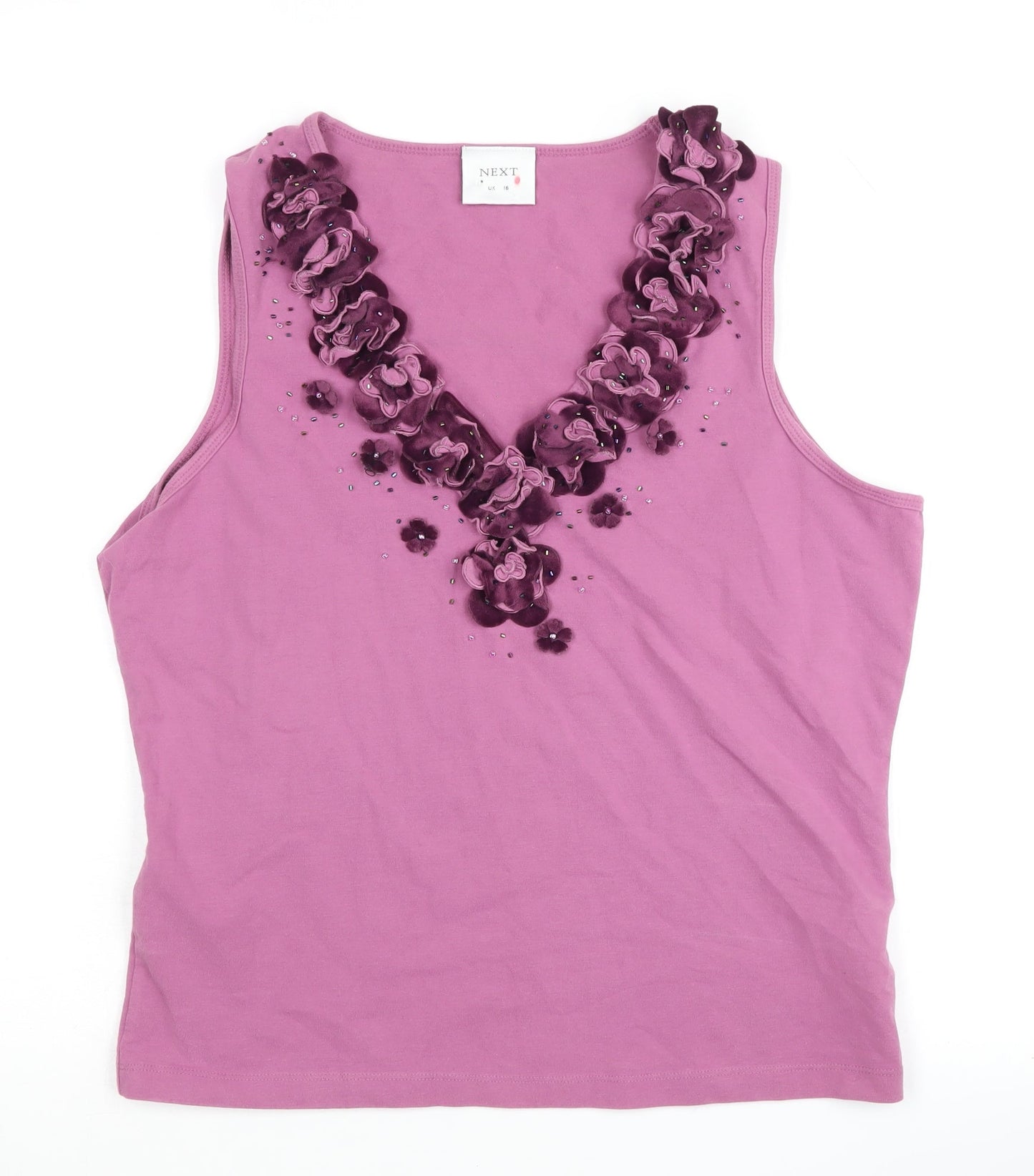 Next Women's Pink V-Neck Sleeveless Tank Top
