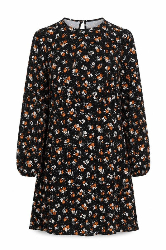 New Look Women's Black Floral A-Line Dress Size 12