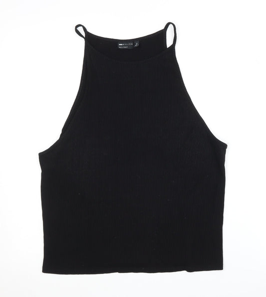 ASOS DESIGN Women's Black High Neck Tank Top