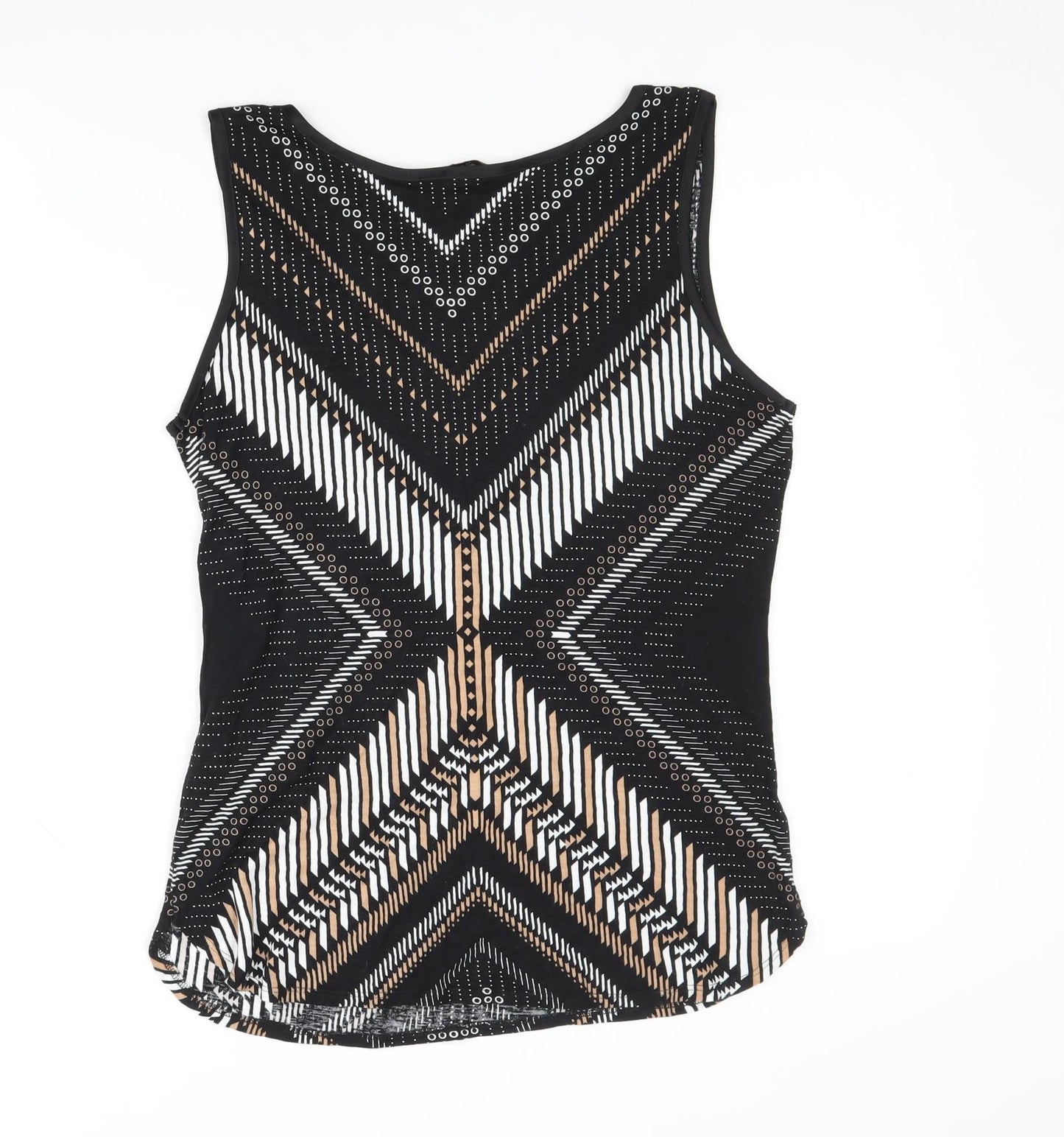 Oasis Women's Black Geometric Beaded Tank Top M