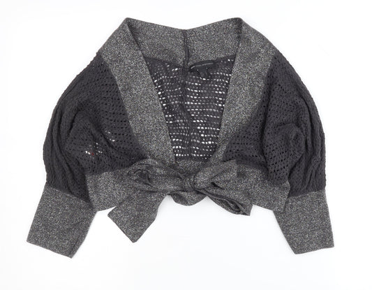 MNG Women's Black Open-Knit Shrug L