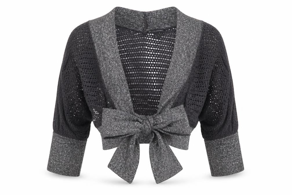 MNG Women's Black Open-Knit Shrug L