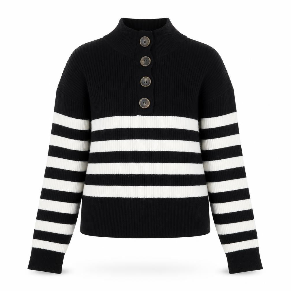MNG Women's Black Striped Pullover Jumper S