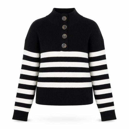 Mango Women's Black Striped Pullover Jumper S