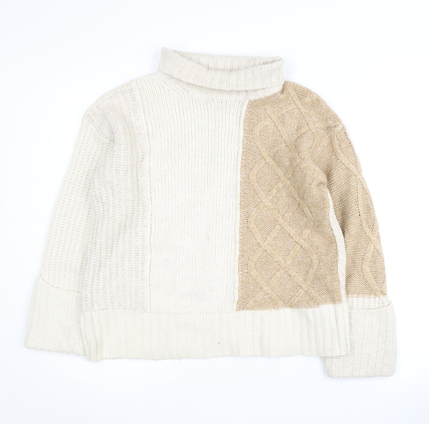Marks and Spencer Women's Beige Roll Neck Jumper S