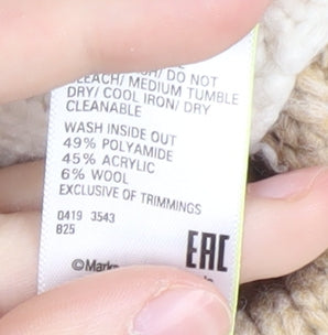 Marks and Spencer Women's Beige Roll Neck Jumper S