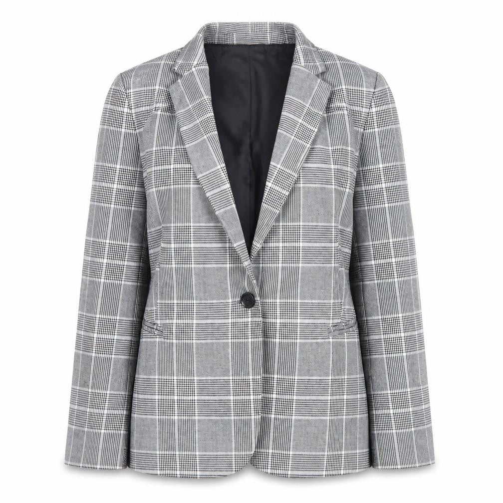 Stradivarius Women's Grey Check Blazer Suit Jacket Size 12