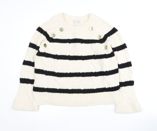 Next Women's Ivory & Black Striped Petite Jumper