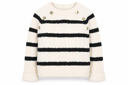 Next Women's Ivory & Black Striped Petite Jumper