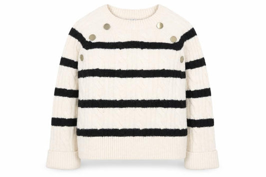 Next Women's Ivory & Black Striped Petite Jumper