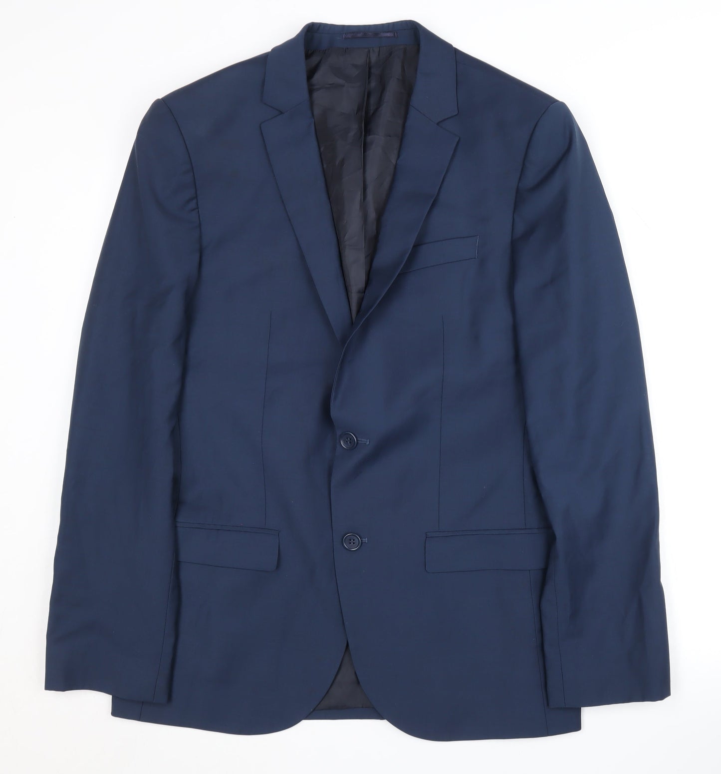 River Island Men's Blue Blazer, 40R, Polyester Wool