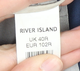 River Island Men's Blue Blazer, 40R, Polyester Wool