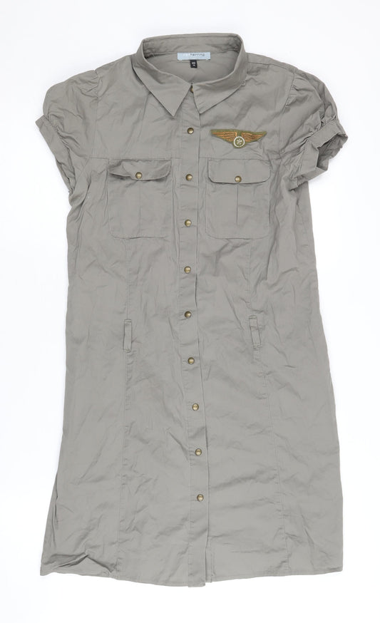 Red Herring Girls Grey Shirt Dress Age 14 with Short Sleeves