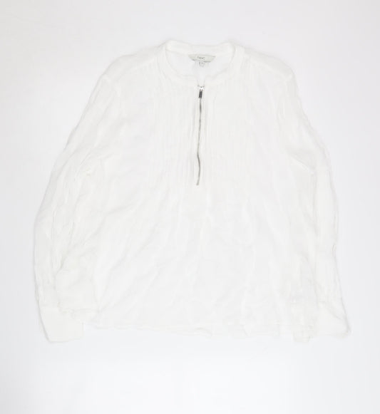 Next Women's White Long Sleeve Zip Top, Size 14