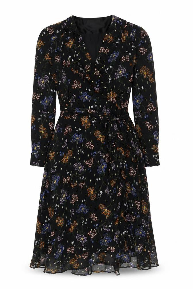 Marks & Spencer Floral Black Dress Women Size 8