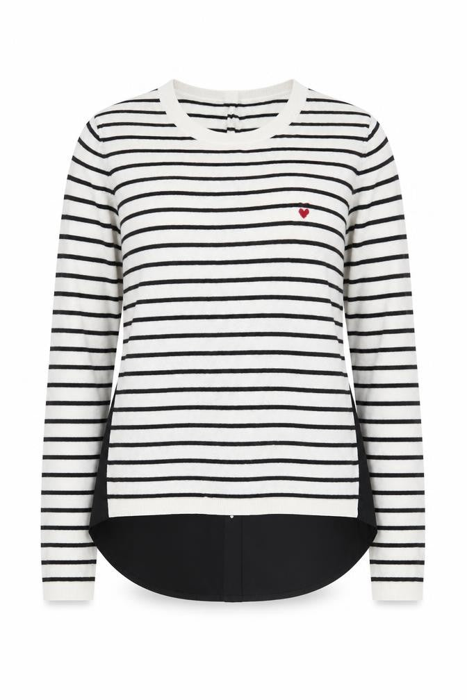 Oui Women's Black White Striped Cardigan Size 10