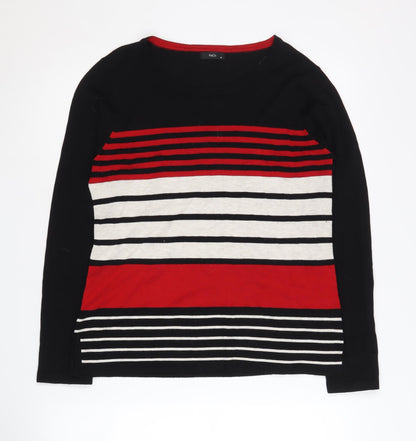 M&Co Women's Black Striped Pullover Jumper Size 14