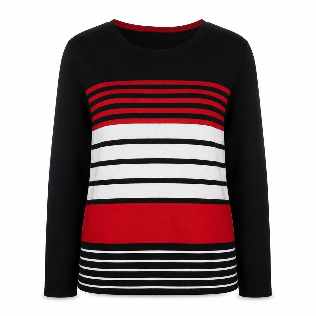 M&Co Women's Black Striped Pullover Jumper Size 14