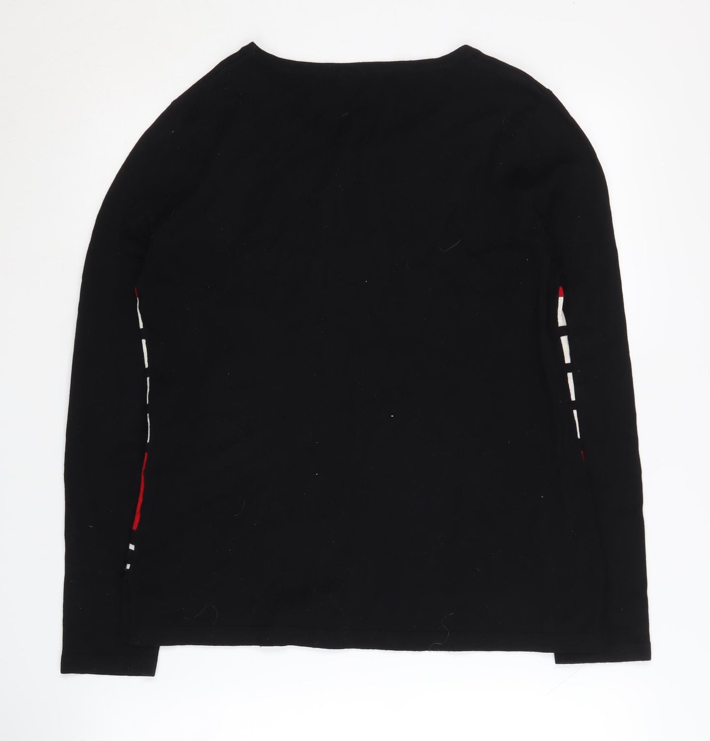 M&Co Women's Black Striped Pullover Jumper Size 14