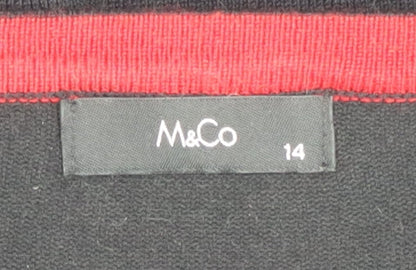 M&Co Women's Black Striped Pullover Jumper Size 14