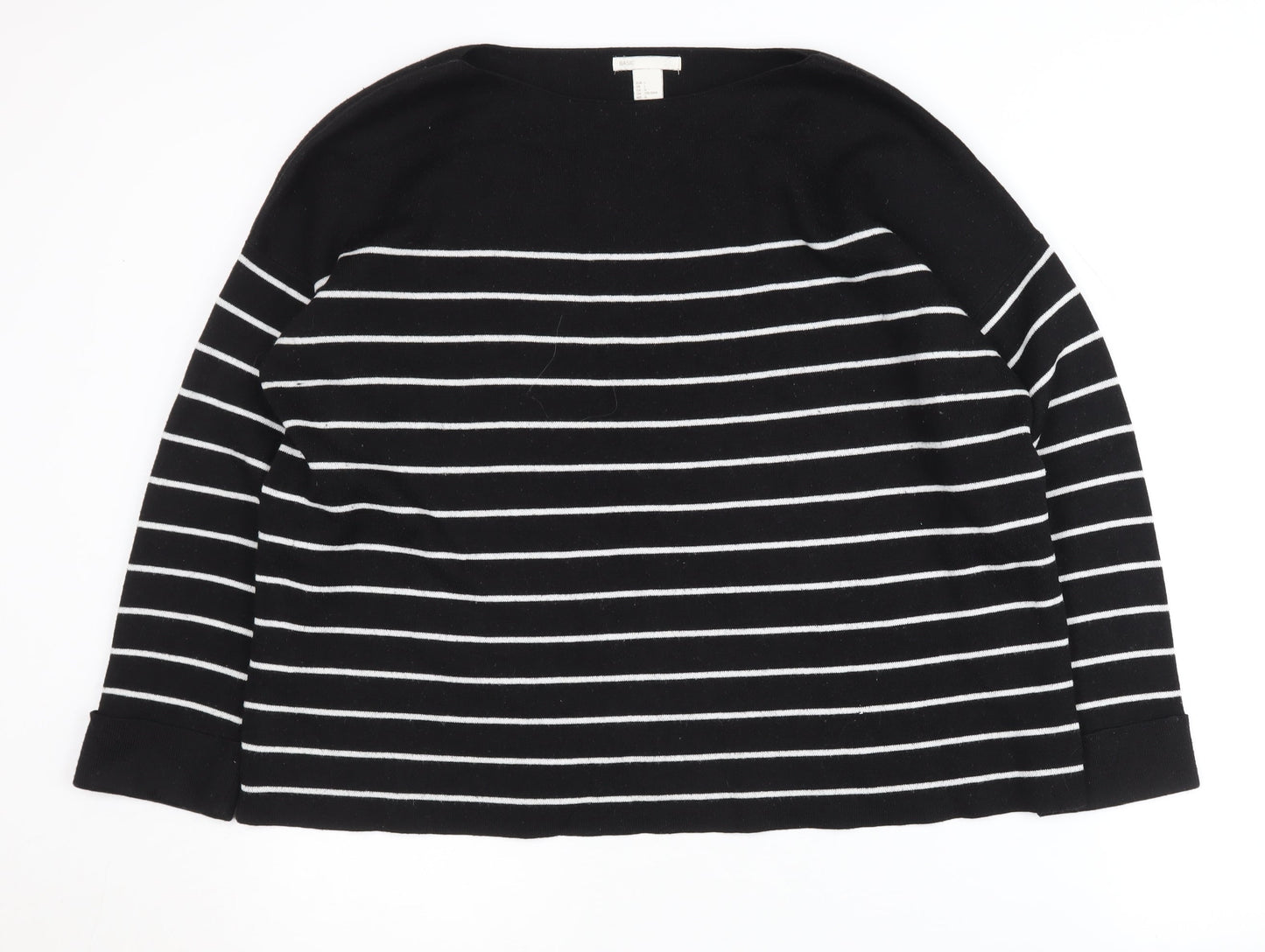 H&M Women's Black Striped Pullover Jumper L