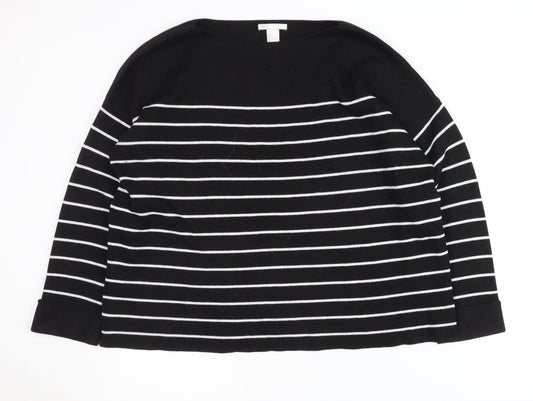 H&M Women's Black Striped Pullover Jumper L