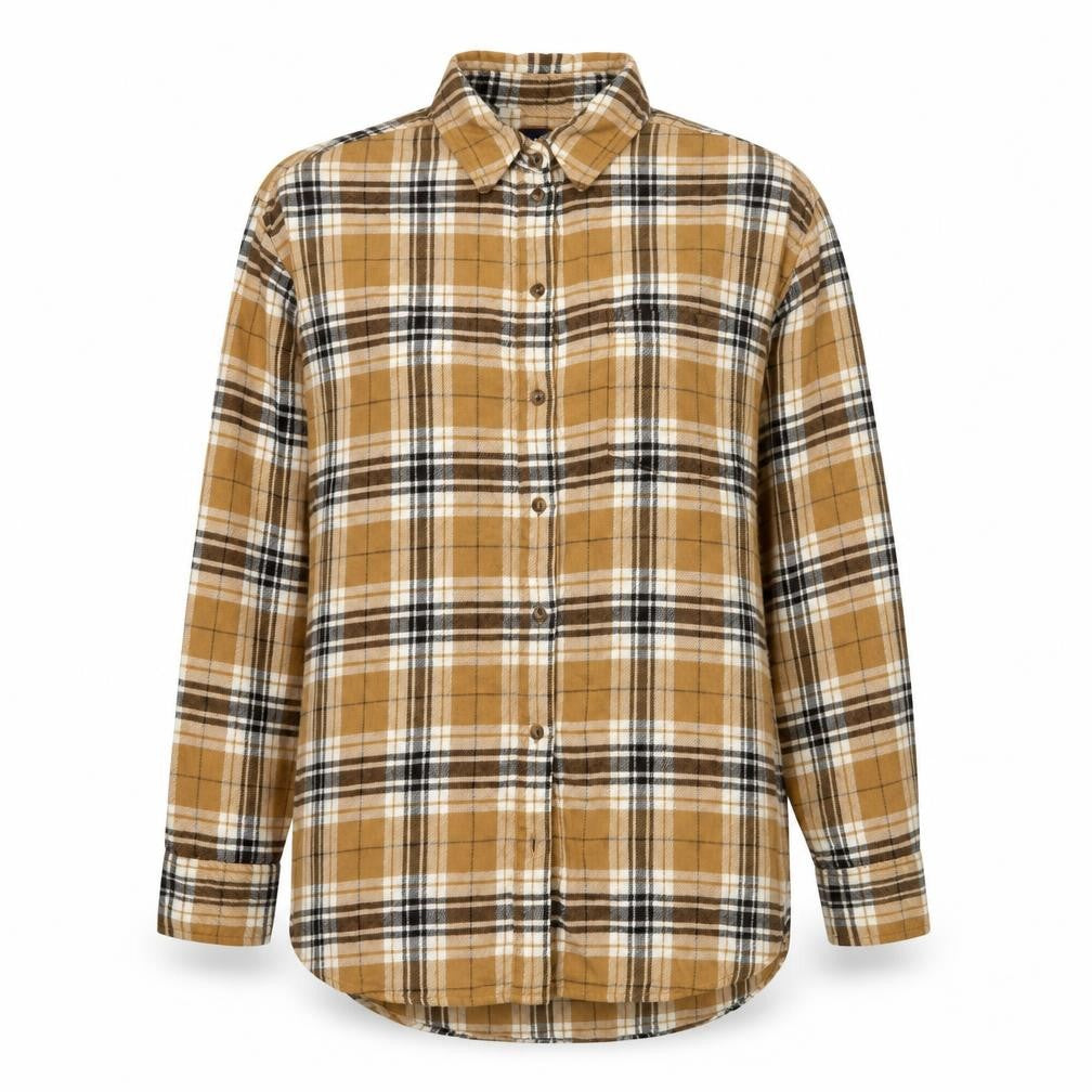 GAP Women's XS Brown Plaid Button-Up Shirt