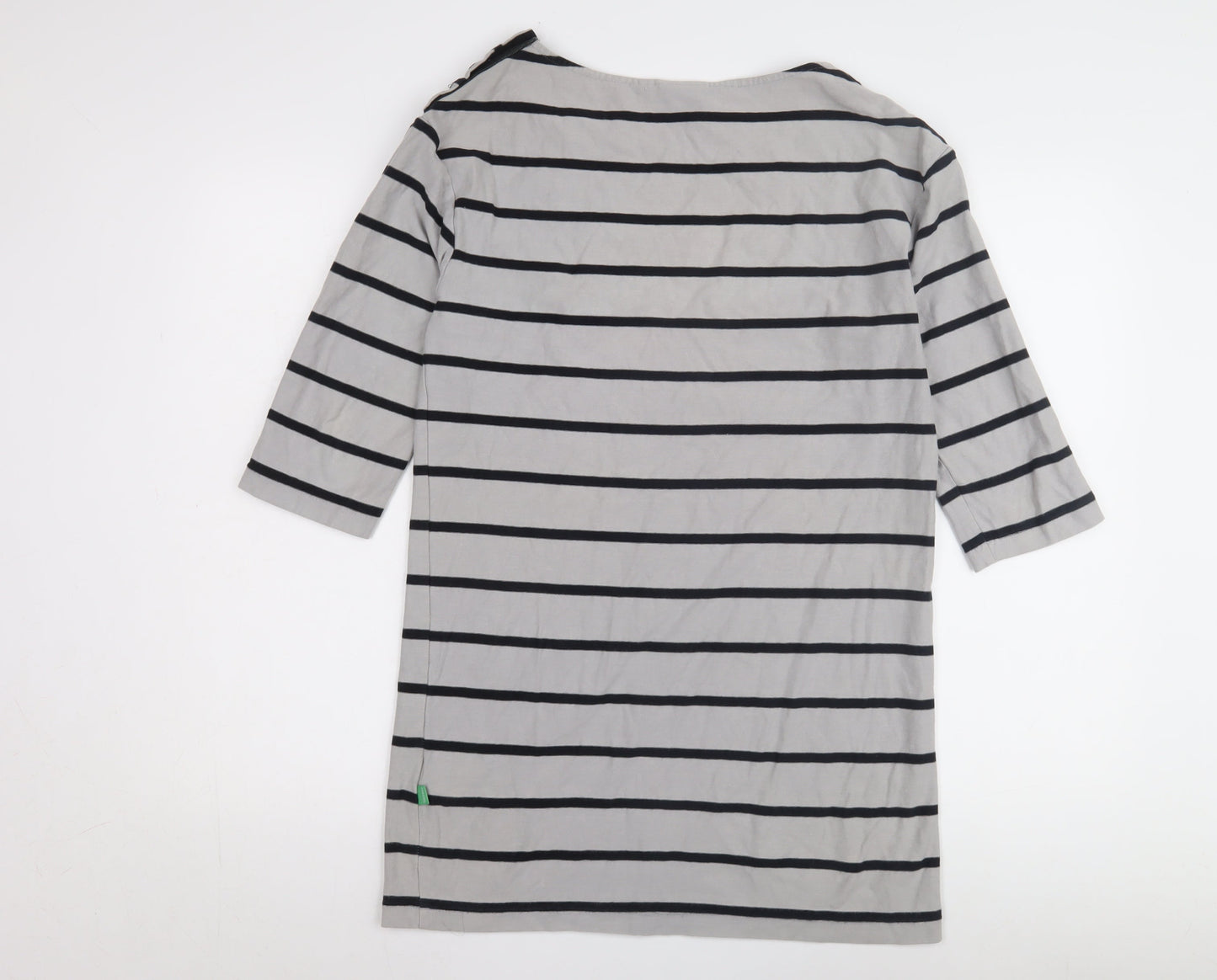Jackpot Women's Grey Striped Top 3/4 Sleeve M