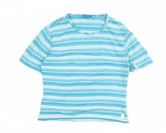 Dash Women's Blue Striped T-Shirt Size 12