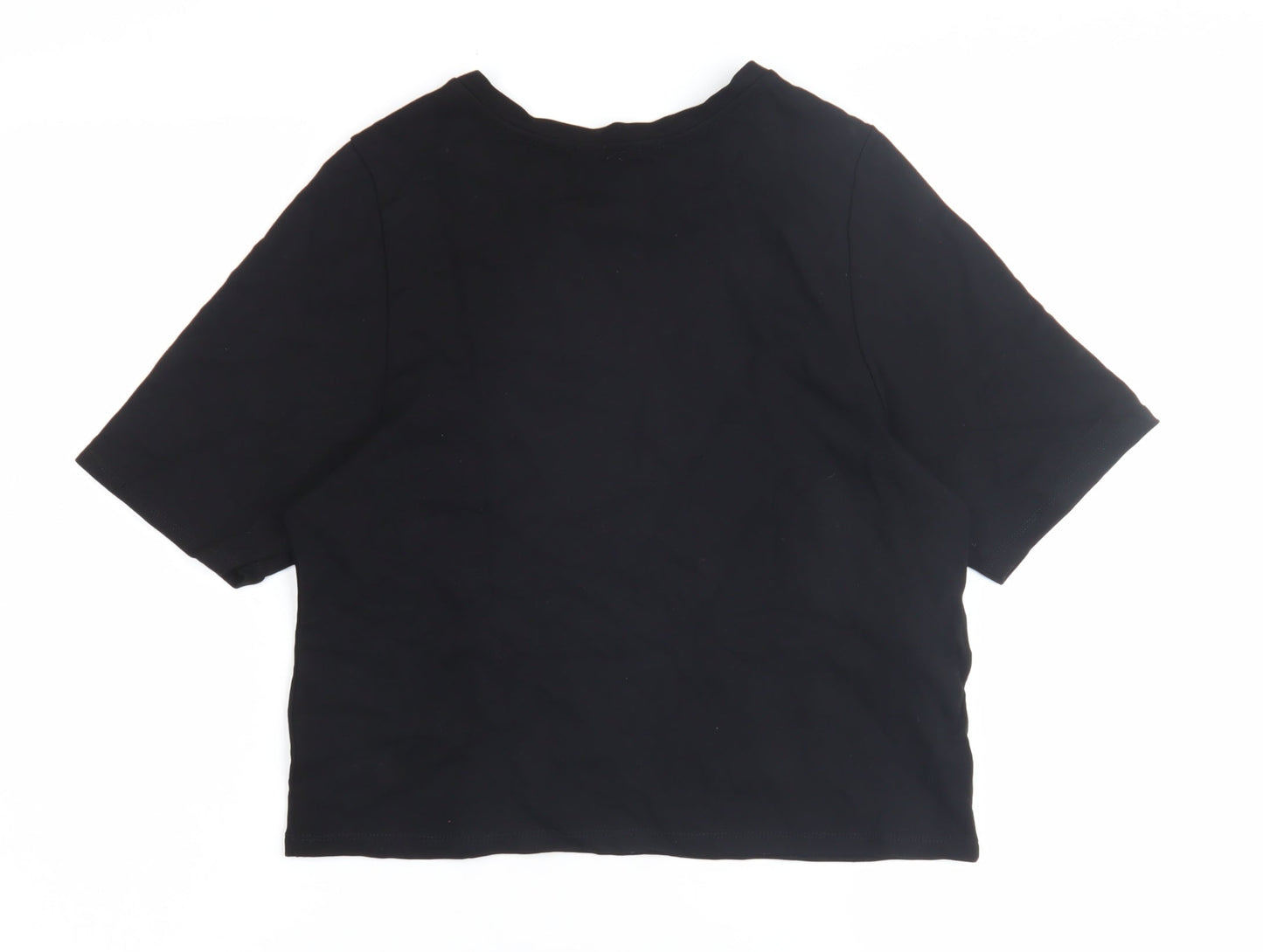 MNG Women's Black Cropped T-Shirt XS Crew Neck