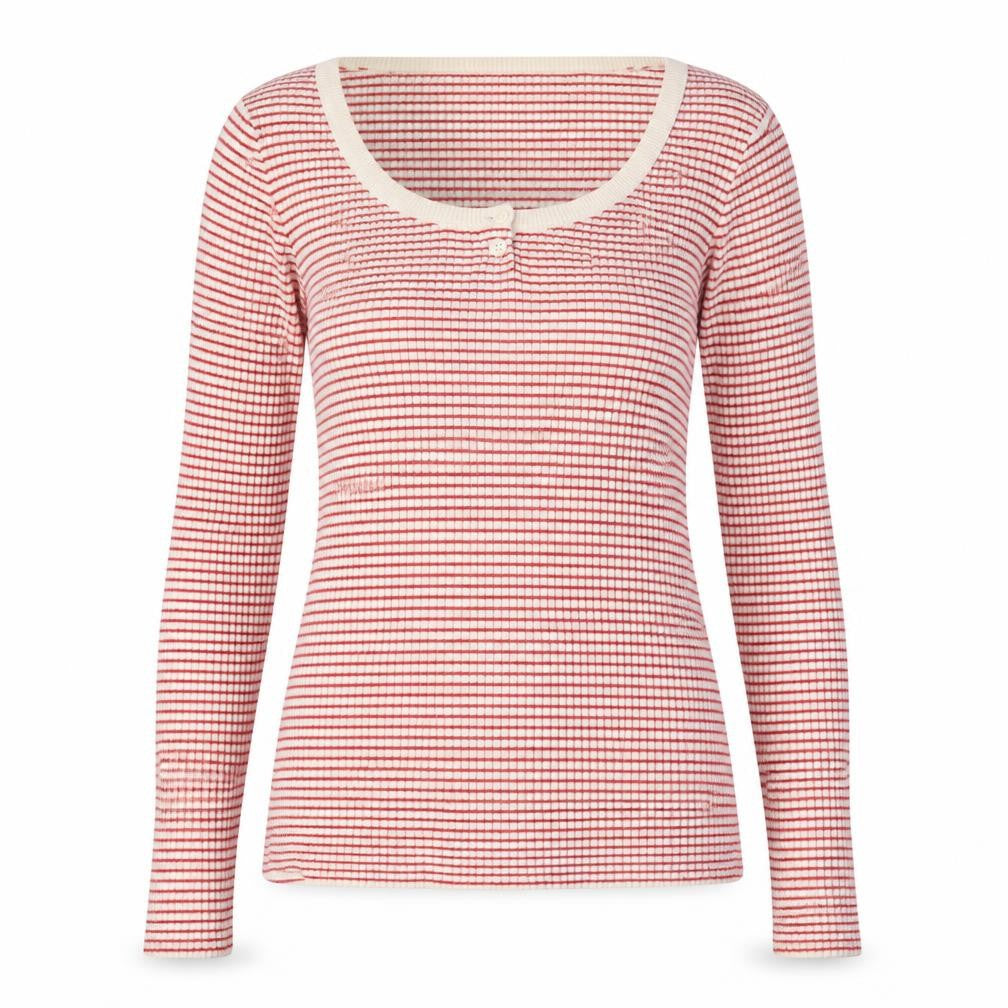 Gap Women's Red & White Striped Long Sleeve T-Shirt