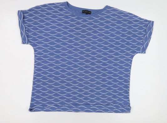 Phase Eight Women's Blue Geometric T-Shirt UK 14