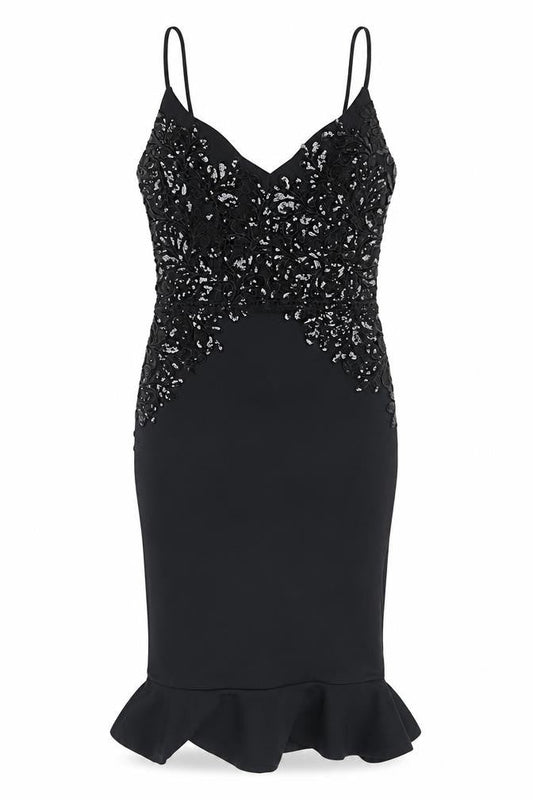 Lipsy Women's Black Bodycon Midi Dress UK 10