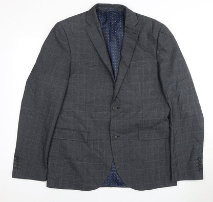 Next Men's Grey Checked Blazer, Size 42L Formal Jacket