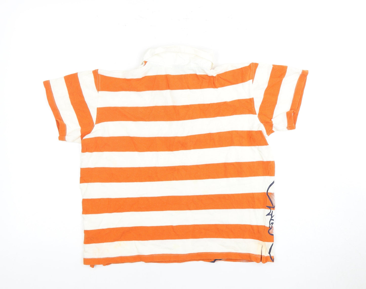 Disney Boys Orange Striped Polo with Donald Duck Design (Size 12)