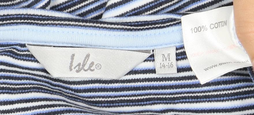 Isle Women’s Blue Striped T-Shirt - Size M 14-16