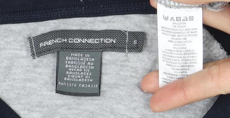 French Connection Men's Grey Colourblock T-Shirt S