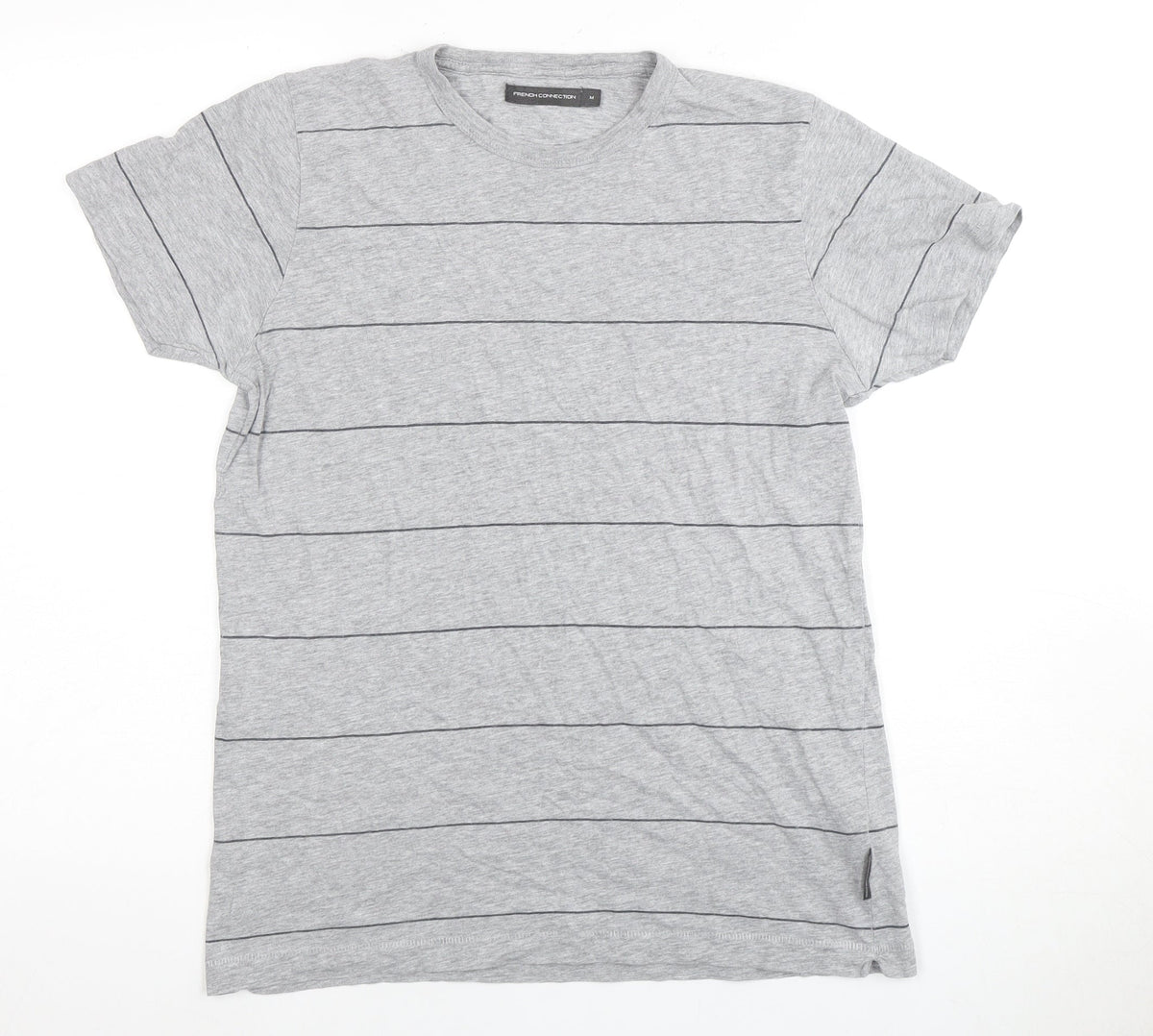 French Connection Men's Grey Striped T-Shirt, M