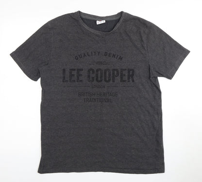 Additional front view of Lee Cooper Men's Grey Graphic Print T-Shirt L