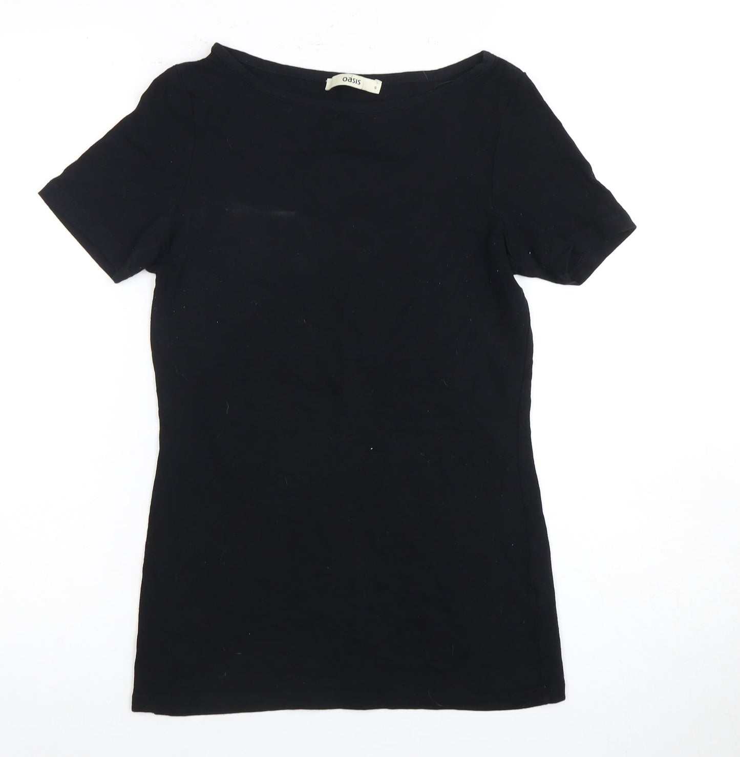 Oasis Women's Black T-Shirt, Size S, Boat Neck