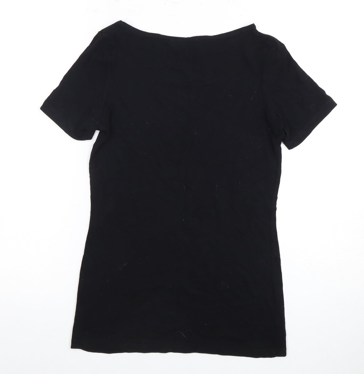 Oasis Women's Black T-Shirt, Size S, Boat Neck