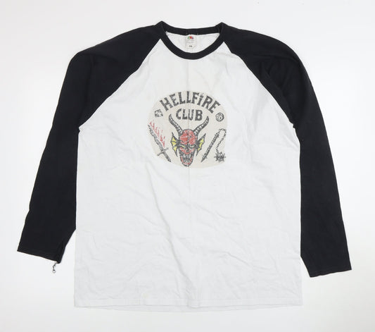 Fruit of the Loom Men's XL Black/White Graphic T-Shirt