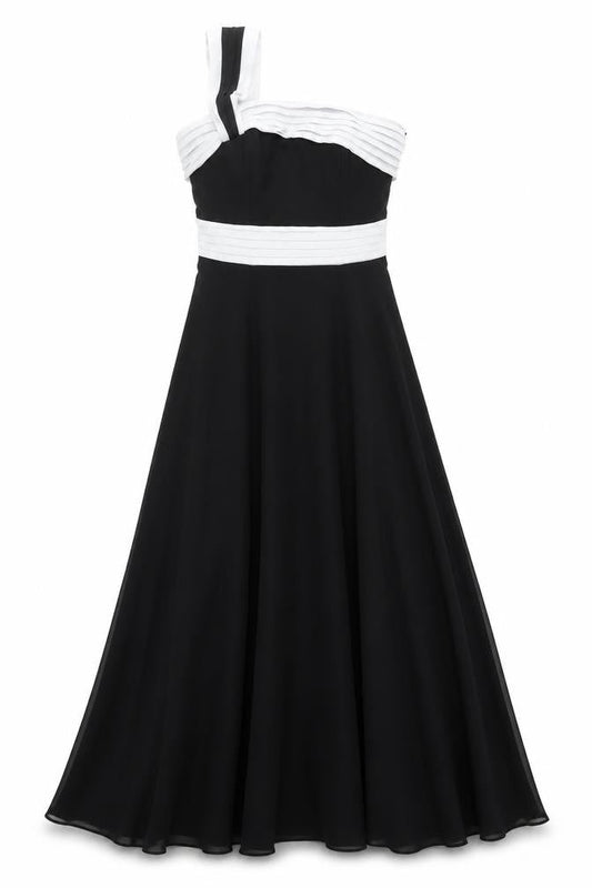 Debut Women's Long Black Chiffon Dress, Size 8