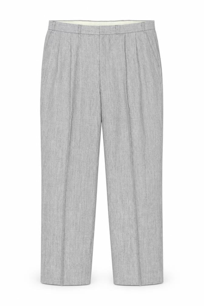 St Michael Men's Grey Pleated Trousers Size L
