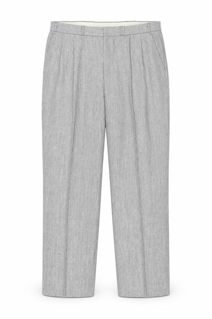 St Michael Men's Grey Pleated Trousers Size L