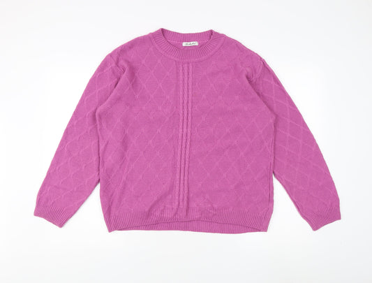 Berkertex Women's Pink Cable-Knit Jumper Size 18-20