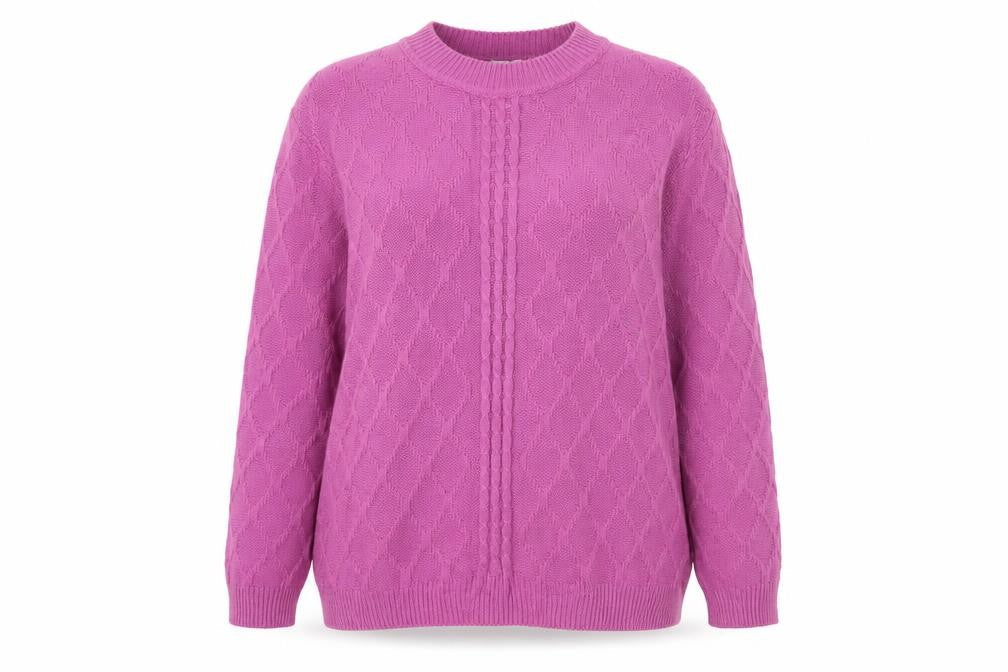 Berkertex Women's Pink Cable-Knit Jumper Size 18-20